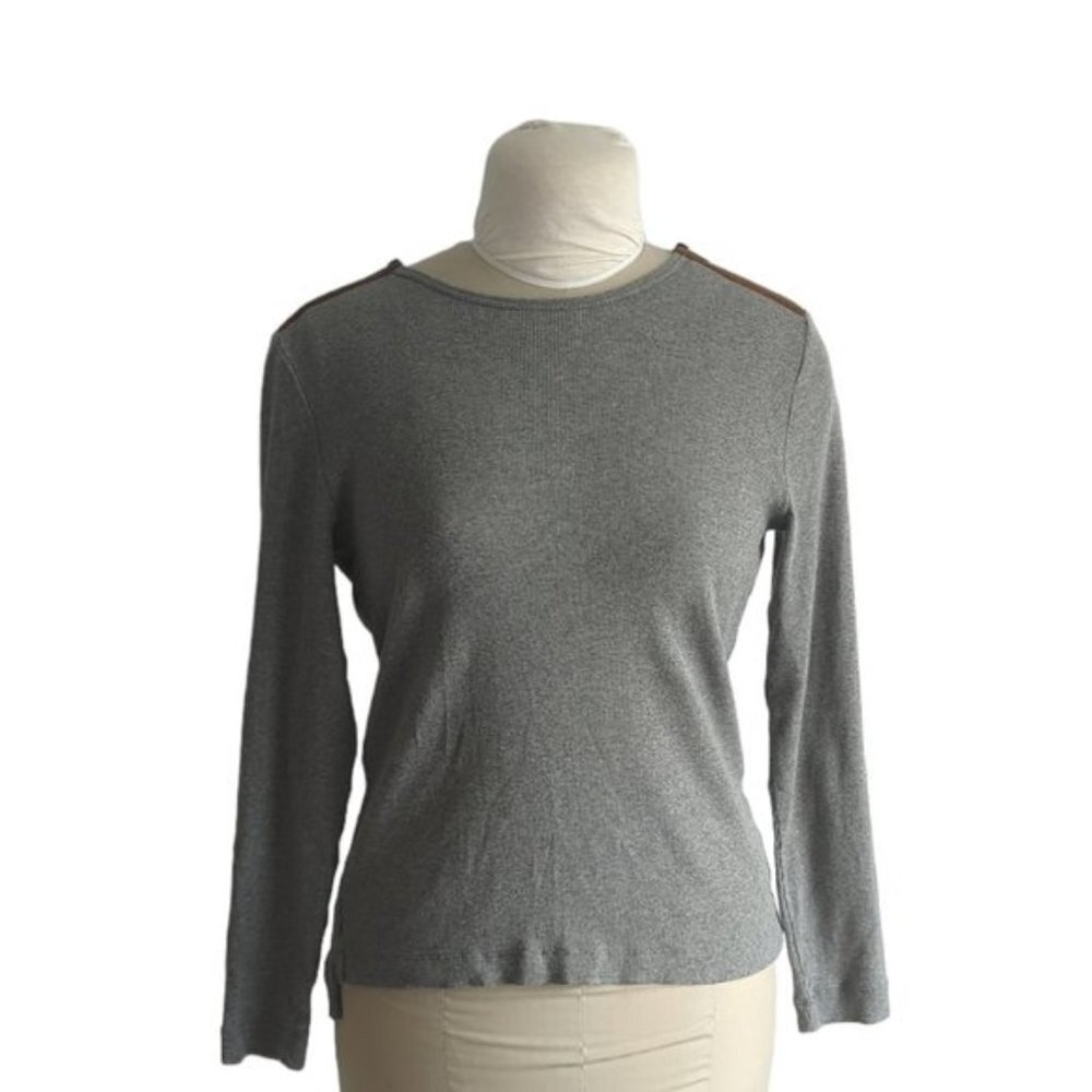Lauren Ralph Lauren Suede Shoulder Top - Picture 1 of 5